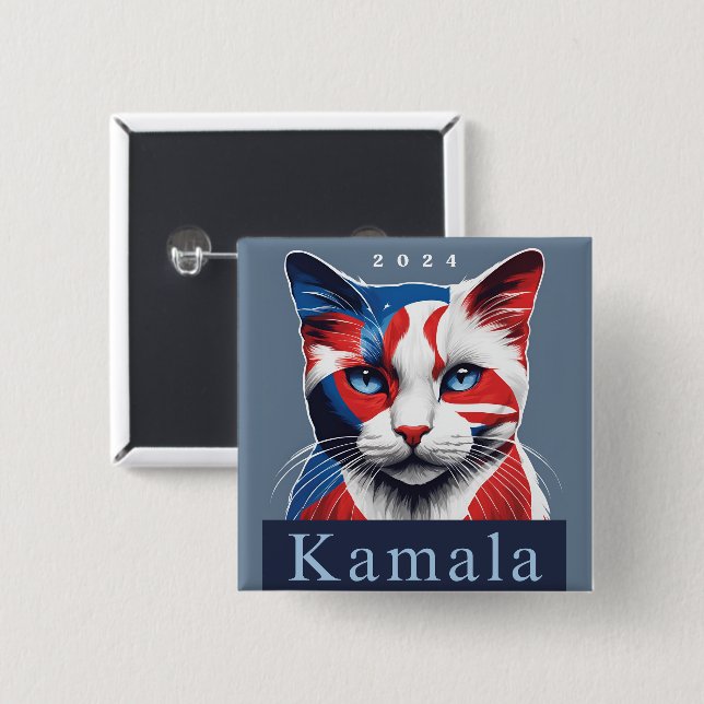 Kamala Cat 2024 US election Democrat Button (Front & Back)