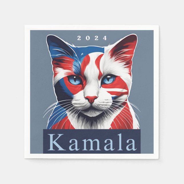 Kamala Cat 2024 US election Democrat Napkins (Front)
