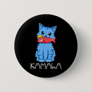 Kamala Cat Eat Fish Funny Harris Trump 2024 For Me Button