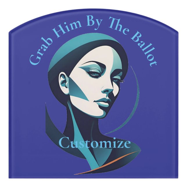 Kamala Cat Lady 2024 Ballot Thunder_Cove Door Sign (Contour Front)