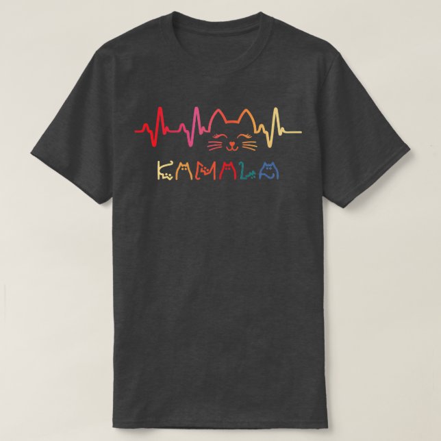 Kamala Cat Lettering Positive Heartbeat Cat TShirt (Design Front)