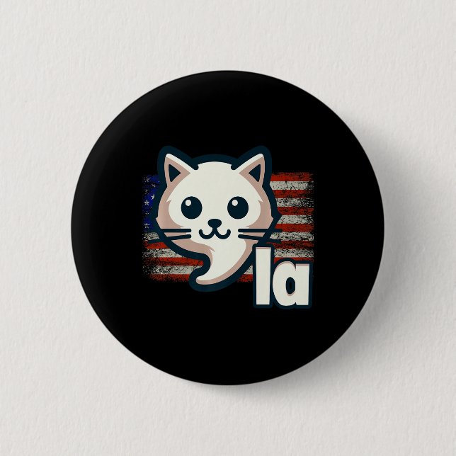 Kamala Cat Usa Flag Political Cat Premium  Button (Front)