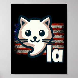Kamala Cat Usa Flag Political Cat Premium Poster