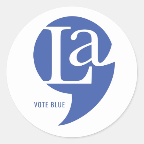 Kamala Comma_La Icon Logo Blue Pun Classic Round Sticker