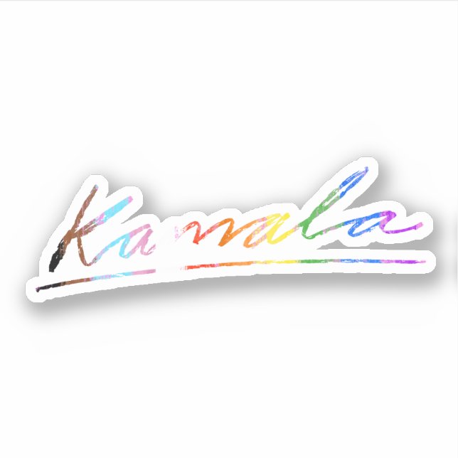 Kamala Cursive Signature Progress Pride Sticker (Front)
