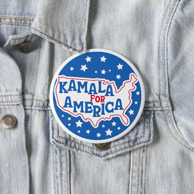 Kamala for America 2024 President Patriotic Flag Button (In Situ)