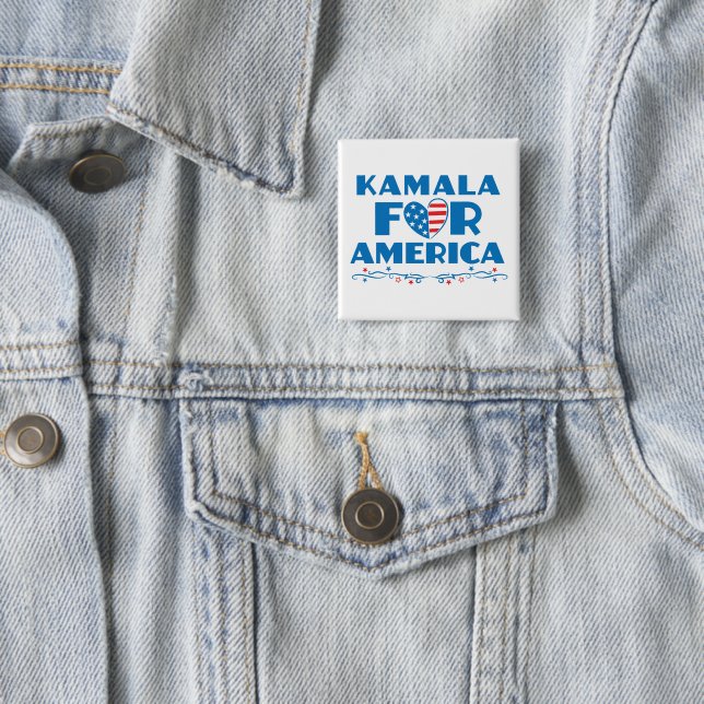 Kamala for America 2024 President Patriotic Heart Button (In Situ)