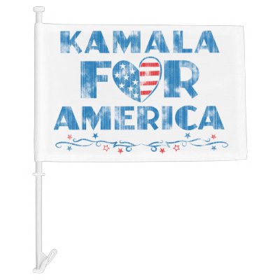 Kamala for America 2024 Vintage Patriotic Heart Car Flag