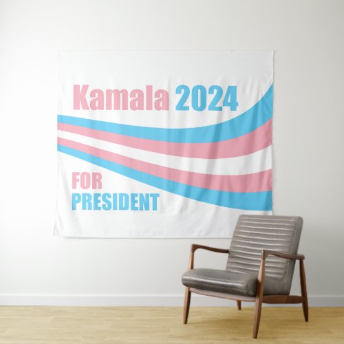 Kamala for President 2024 Transgender Flag Tapestry