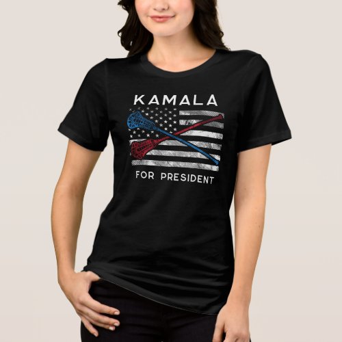 Kamala for President Election 2024 USA Flag Lax Tri_Blend Shirt