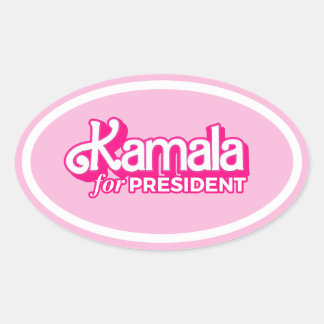 Kamala for President Pink Style Oval Sticker