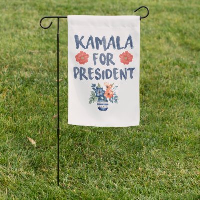 Kamala for President Watercolor Flowers Garden Flag