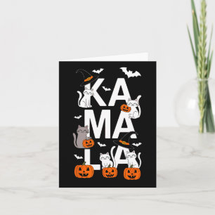 Kamala Halloween Cat Pumpkin Witch Hat Lover Kamal Card