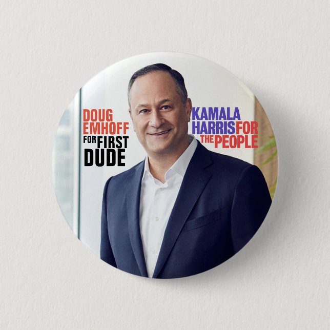 Kamala Harris 2020 "Douglas Emhoff for First Dude Button (Front)