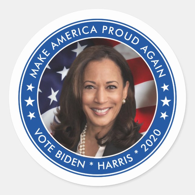 Kamala Harris 2020 Election Blue Campaign Photo Classic Round Sticker (Front)