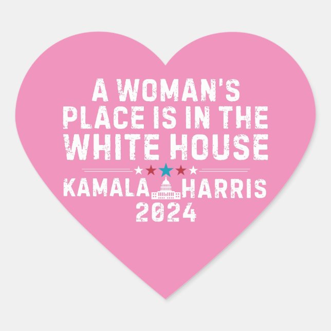Kamala Harris 2024- A Woman's Place is in the Whit Heart Sticker (Front)