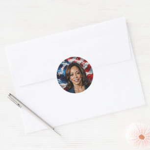 Kamala Harris 2024 and American Flag Classic Round Sticker