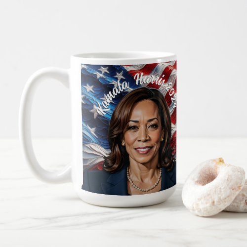  Kamala Harris 2024 and American Flag Coffee Mug