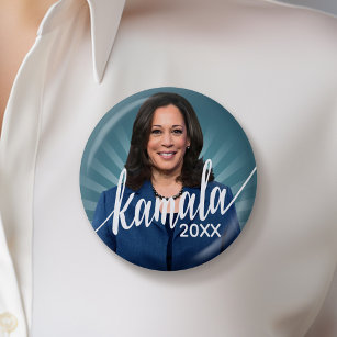 Kamala Harris 2024 - blue teal with script name Button