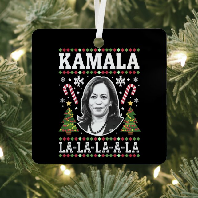 Kamala Harris 2024 Christmas Comma La Xmas Metal Ornament (Insitu)