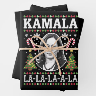 Kamala Harris 2024 Christmas Comma La Xmas Wrapping Paper Sheets