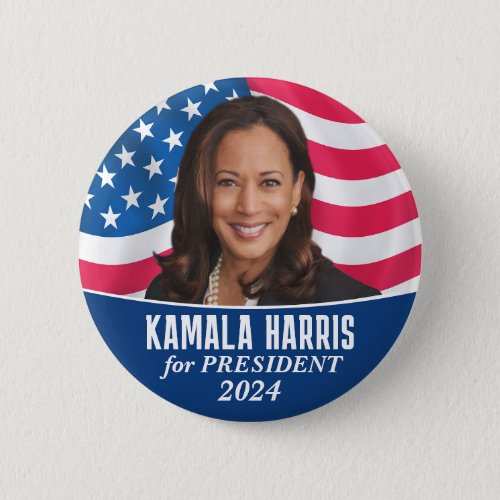 Kamala Harris 2024 _ Classic Photo Flag Design Button