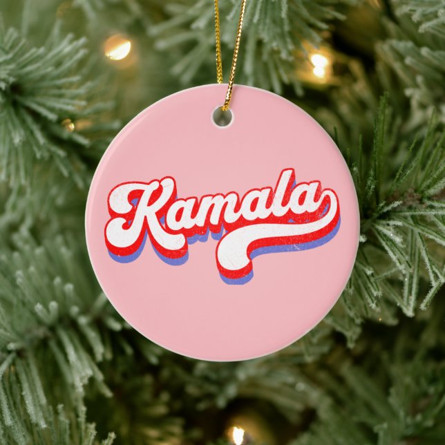 Kamala Harris 2024 Cute 2024 Election Hot Pink Ceramic Ornament (Tree)