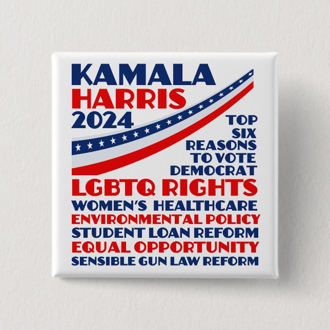 Kamala Harris 2024 Election Democrat Platform Button (Front)