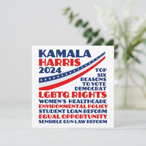 Kamala Harris 2024 Election Democrat Platform Card