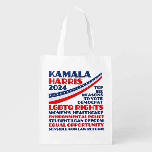 Kamala Harris 2024 Election Democrat Platform Grocery Bag