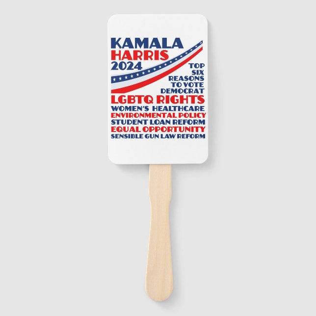 Kamala Harris 2024 Election Democrat Platform Hand Fan (Front)