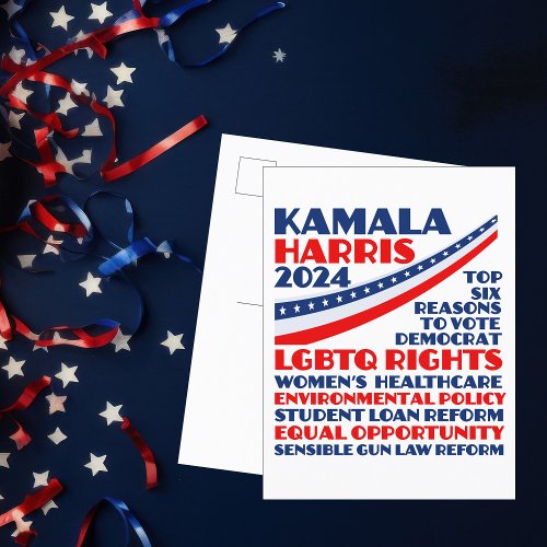 Kamala Harris 2024 Election Democrat Platform Postcard