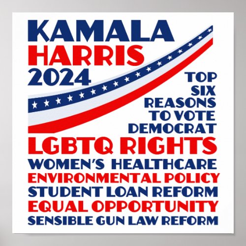 Kamala Harris 2024 Election Democrat Platform Poster