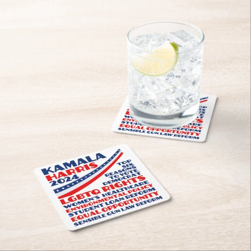 Kamala Harris 2024 Election Democrat Platform Square Paper Coaster