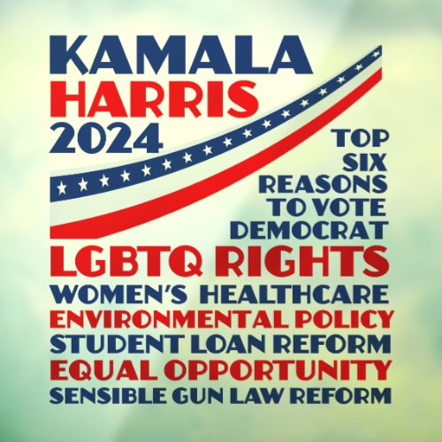 Kamala Harris 2024 Election Democrat Platform Window Cling