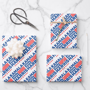 Kamala Harris 2024 Election Patriotic Wrapping Paper Sheets