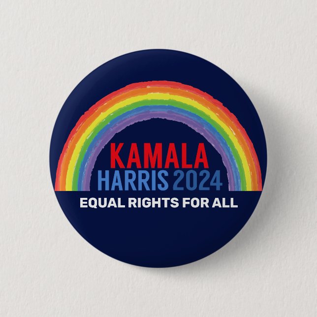 Kamala Harris 2024 Election Rainbow LGBTQ Button (Front)