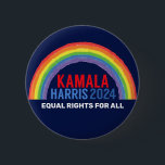 Kamala Harris 2024 Election Rainbow LGBTQ Button<br><div class="desc">Vote for Kamala Harris in 2024. Cute political rainbow button for LGBTQ democrat voters in America. Customize this election design with your own LGBT message or keep as equal rights for all.</div>