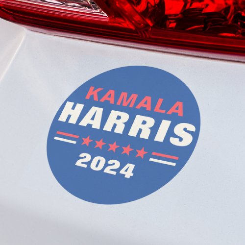 Kamala Harris 2024 Election Round Blue Car Magnet