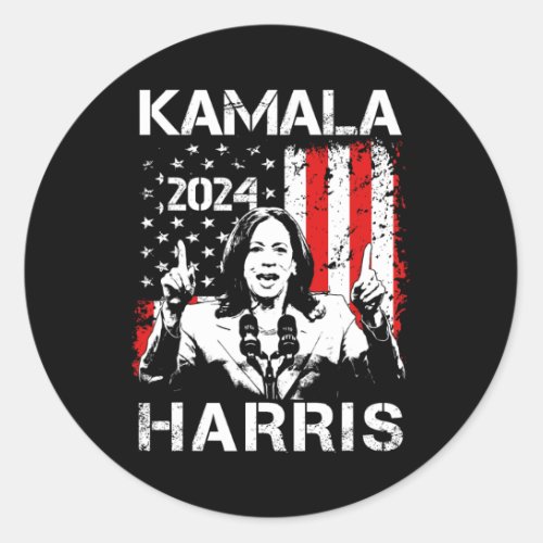 Kamala Harris 2024 Flag Vote Kamala For President  Classic Round Sticker