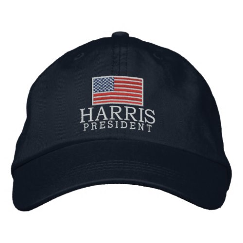 Kamala Harris 2024 for President American Flag Embroidered Baseball Cap