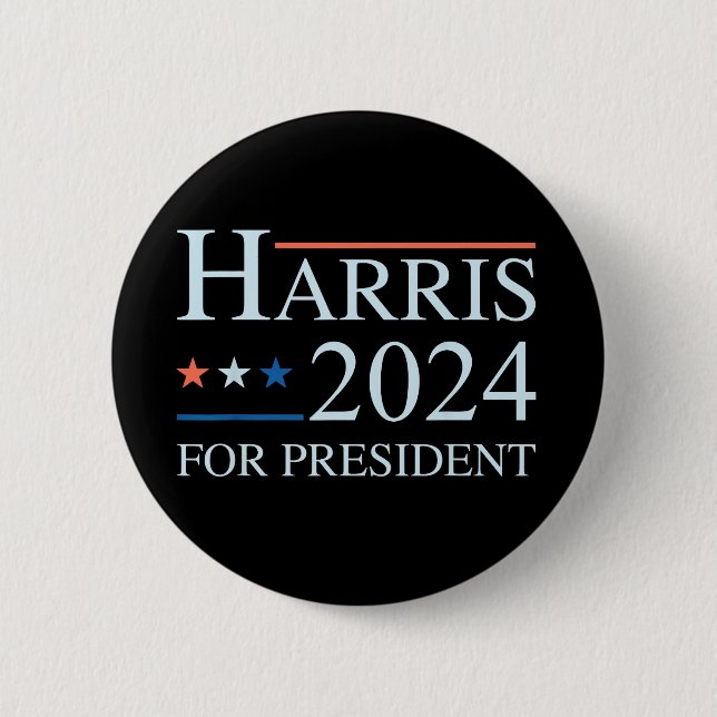 Kamala Harris 2024 For President Button (Front)
