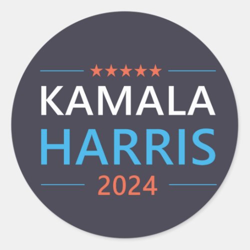 Kamala Harris 2024 for President Classic Round Sticker