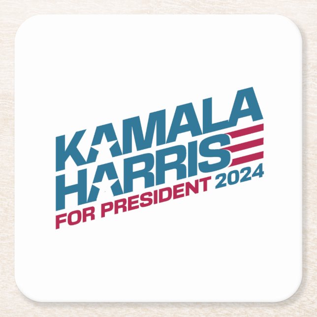 Kamala Harris 2024 For President Election Campaign Square Paper Coaster (Front)