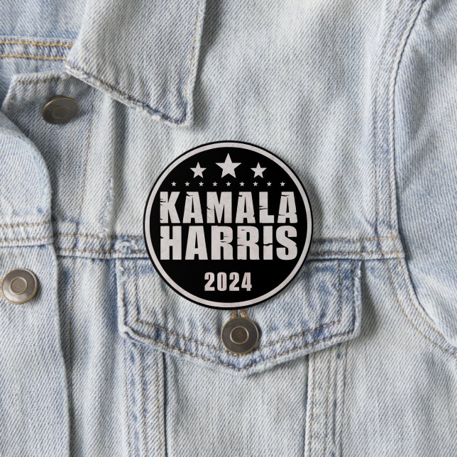 Kamala Harris 2024 For President Retro Election Button (In Situ)