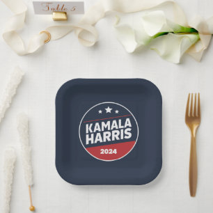 Kamala Harris 2024 For President Retro Election Paper Plates