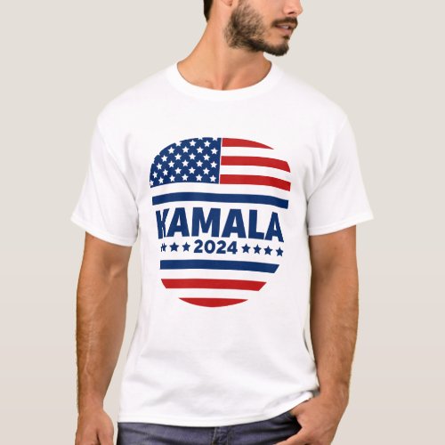 Kamala Harris 2024 For President US American Flag T_Shirt