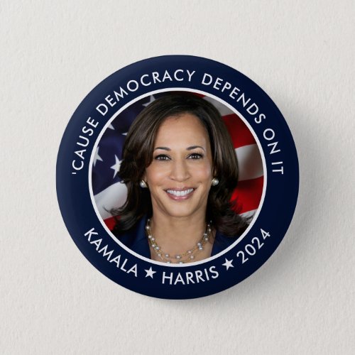 Kamala Harris 2024 for President with Photo Button