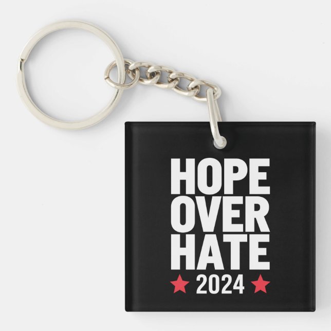 Kamala Harris 2024 Hope Over Hate Presidential  Keychain (Front)