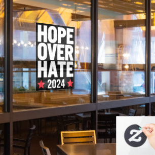Kamala Harris 2024 Hope Over Hate Presidential  Window Cling
